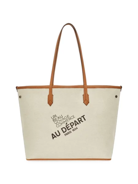 Reversibil geantă shopper Au Départ cu imagine maro