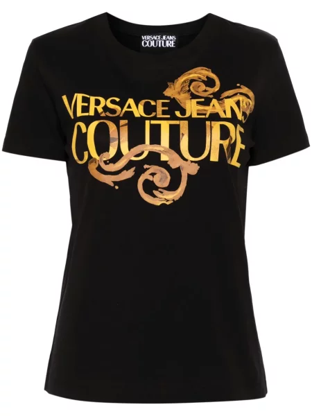 Koszulka Versace Jeans Couture z nadrukiem czarna