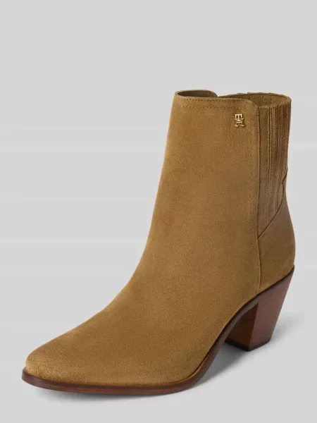 Tommy Hilfiger botki zamszowe WESTERN MID HEEL SUEDE CHELSEA na słupku brązowy
