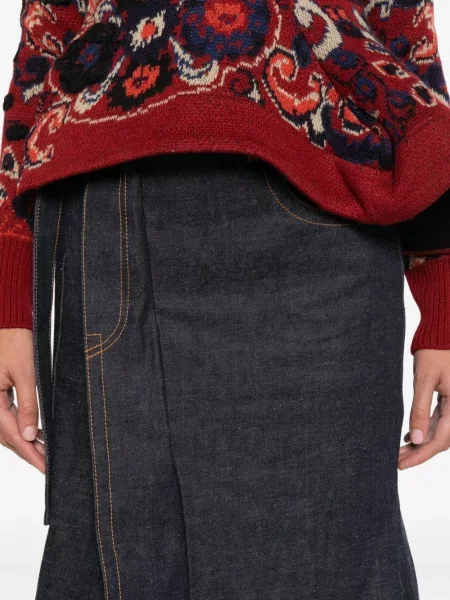 Fustă din denim Sacai plisată albastru