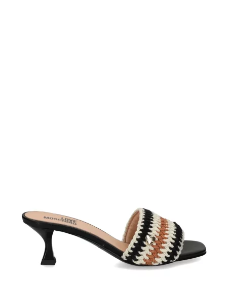 Sandale Love Moschino tricotate cu motiv cu inimi negru