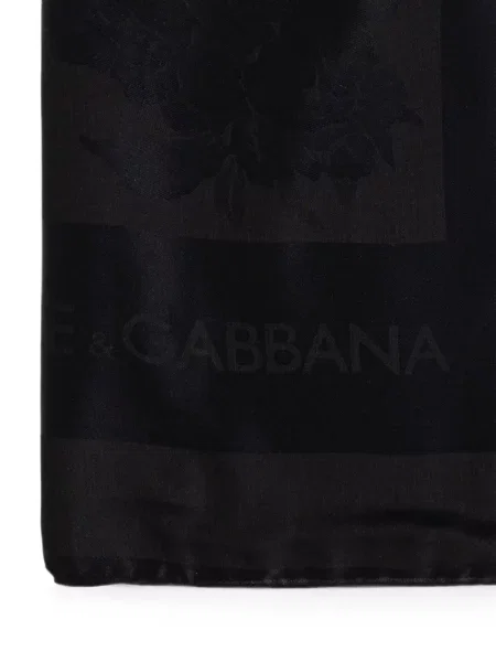 Satenski šal Dolce & Gabbana s autogramom crna