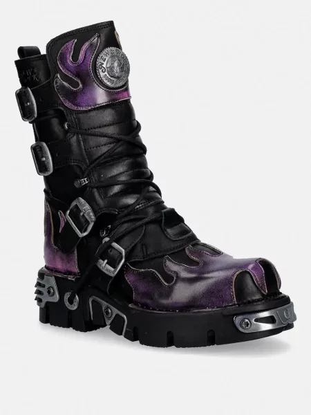 New Rock cizme de piele ITALI NEGRO PULIK FUEGO LILA REACTOR NEGRO violet