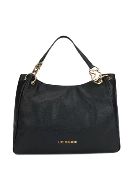 Geantă shopper Love Moschino cu autograf negru