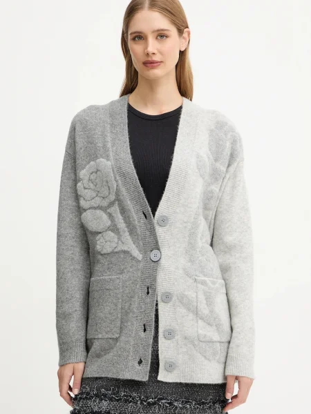 Жилетка с вълна Blugirl Blumarine дамска от топла материя сиво