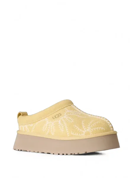 Papuci tip mules Ugg cu broderie cu platformă galben
