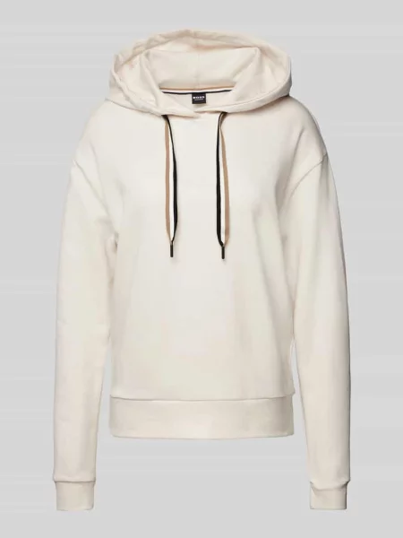 Bluza z kapturem i nadrukiem z logo model ‘STRIPE’ Boss biała
