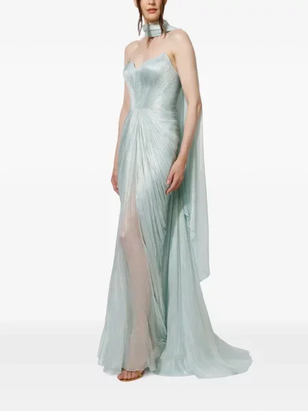 Rochie maxi Iris Serban de mătase albastru