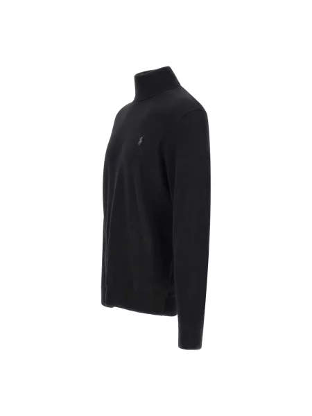 Polo Ralph Lauren sweter wełniany niebieski z golferm czarny