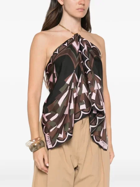 Top Pucci cu imagine cu gât halter negru