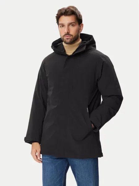 Μπουφάν παρκά Jack & Jones μαύρο