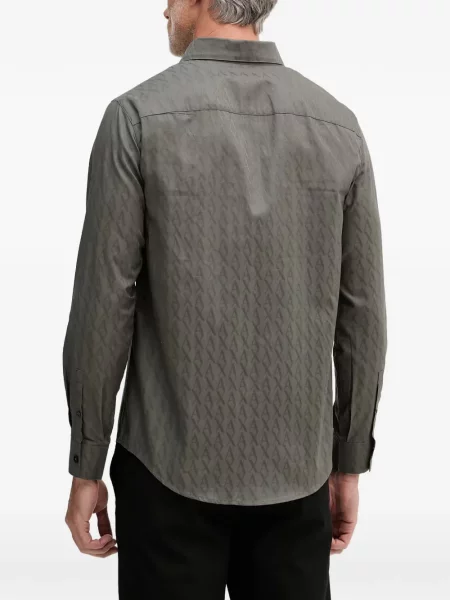 Lung cămașă Armani Exchange cu imagine verde