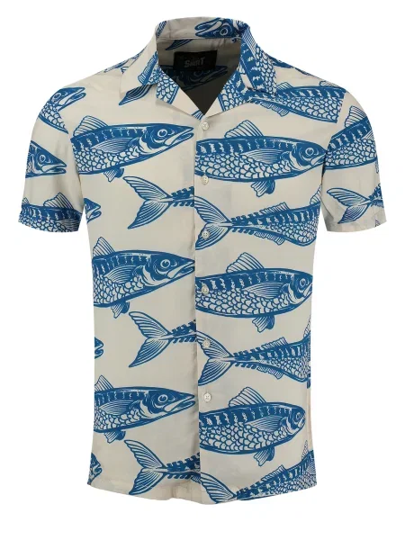 Key Largo Cămașă Sardines safir / lână alb