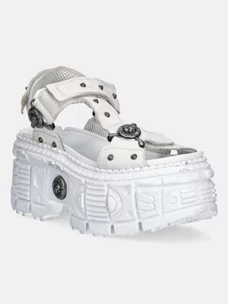 New Rock sandale de piele NAPA BLANCA cu platformă alb