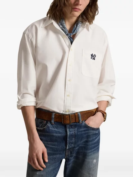 Prugasta lanena šilterica Polo Ralph Lauren bijela