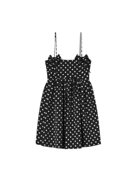 Lniana sukienka Ganni czarna