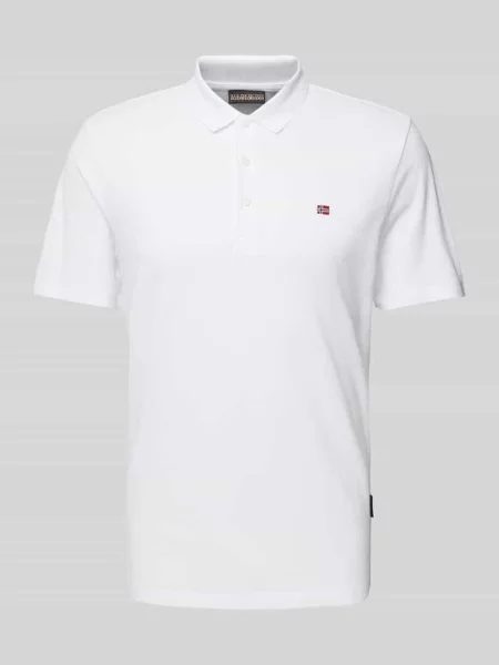 Koszulka polo o kroju slim fit z wyhaftowanym logo model ‘EALIS’ Napapijri białe