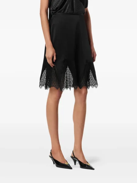 Fustă midi Versace din dantelă până la genunchi negru