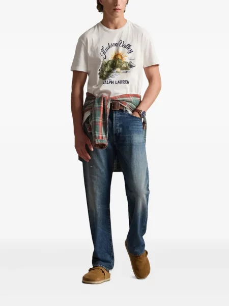 Dlouhá pruhovaná s límcem kšiltovka Polo Ralph Lauren modrá