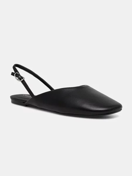 Calvin Klein balerini de piele OBLIQUE BALLERINA SLINGBACK LTH negru