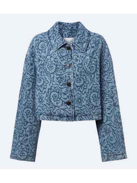 Geacă de blugi Dries Van Noten cu model floral albastru