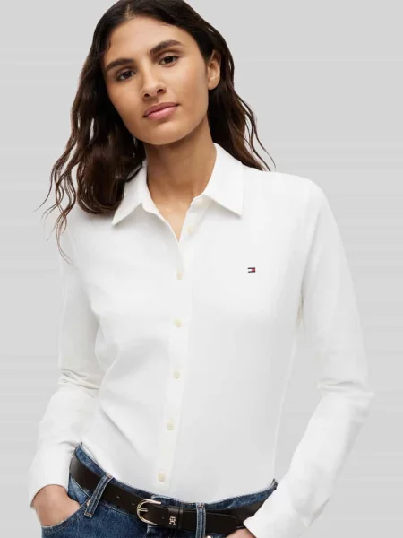 Tommy Hilfiger Bluzki i koszule Kobieta L Slim Fit Pique Shirt biały