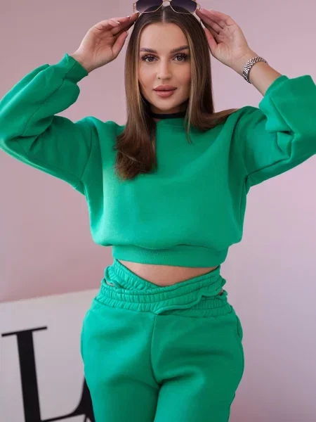 Krótka bluza Kesi ocieplana zielona