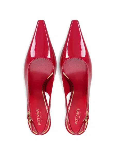 Pantofi cu toc Potamy slingback roșu