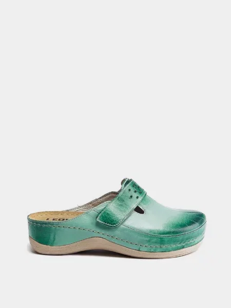 Кожаные сабо Leon бирюзовый