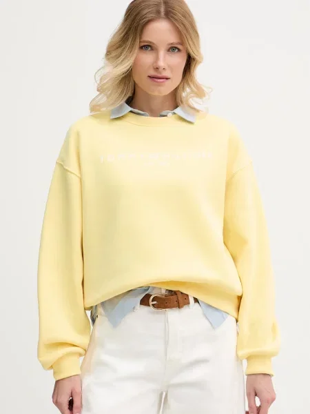Tommy Hilfiger dukserica za žene s pamukom žuta