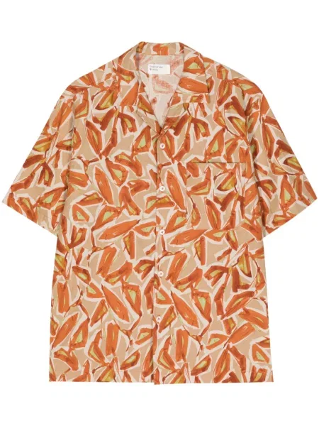 Lněná košile Universal Works oranžová