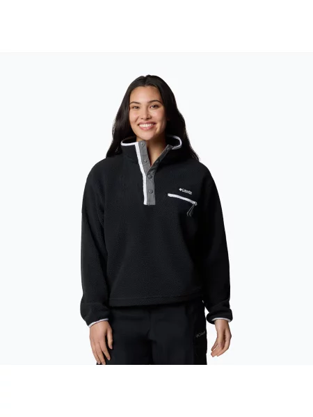 Bluză fleece pentru femei Columbia Helvetia II Cropped Half Snap Fleece black negru