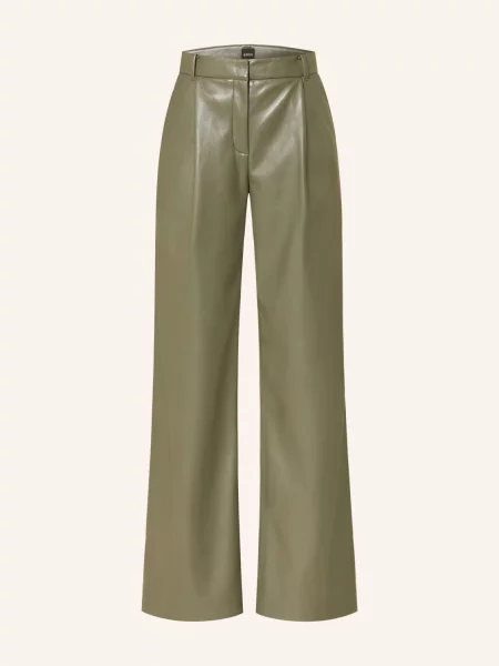 Boss Kalhoty Marlene Tiana V Imitaci Kůže khaki