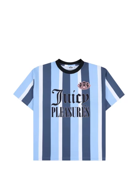 Tricou Juicy Couture cu dungi cu imagine albastru