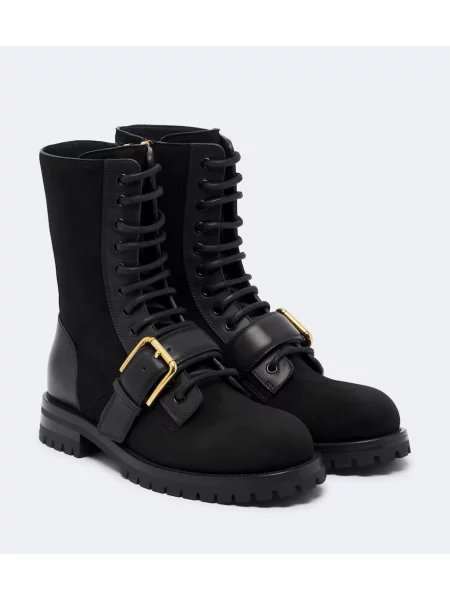 Botine Dolce&gabbana cu șireturi din piele de căprioară negru