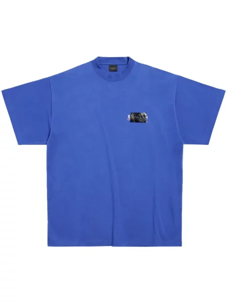Tricou Balenciaga cu imagine albastru