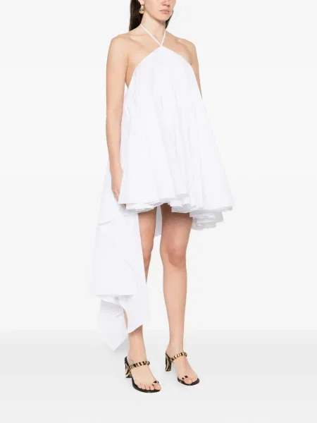 Rochie mini Jacquemus cu volane de costum alb