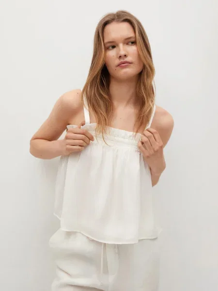 MANGO Top LECCE fildeş alb