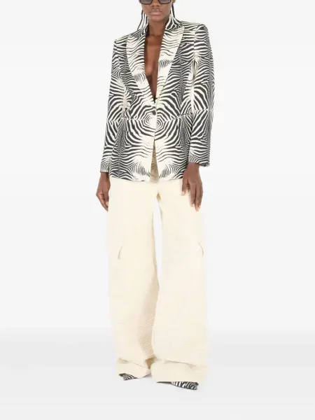 Pantaloni cargo Roberto Cavalli din jacard cu model zebră