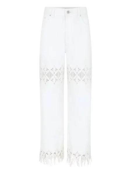 Pantaloni Rabanne cu broderie alb