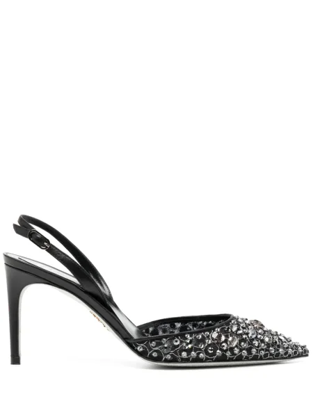 Sandale Rene Caovilla din piele de cristal negru