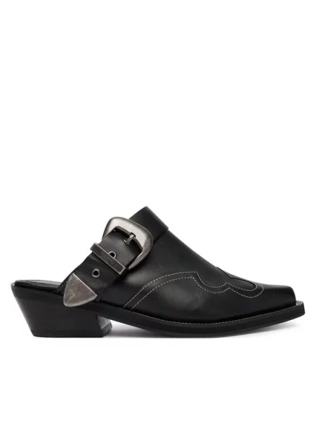 Papuci tip mules Tommy Jeans din piele negru