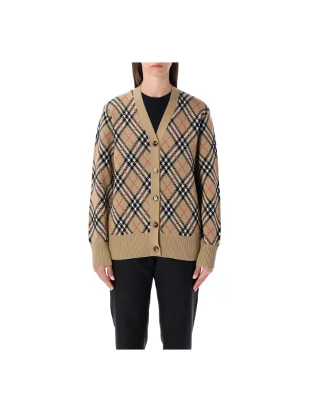 Kardigan Burberry w kratkę beżowy