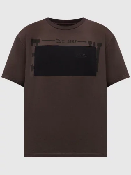 Футболка Maison Margiela Mm6 с вышивкой коричневая