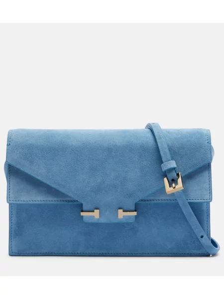 Torebka crossbody Tom Ford zamszowa niebieska