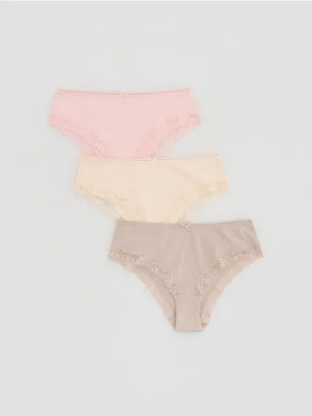 Reserved Set de 3 perechi de chiloți hipster crem