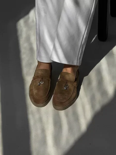 Замшевые лоферы 105.store коричневые