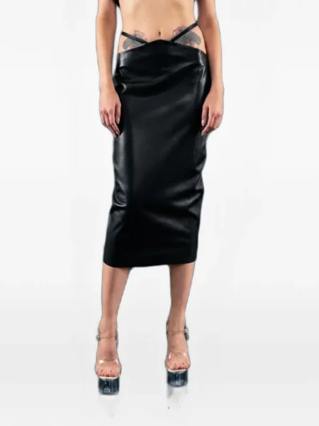 Кожена пола Heira Leatherwear черно