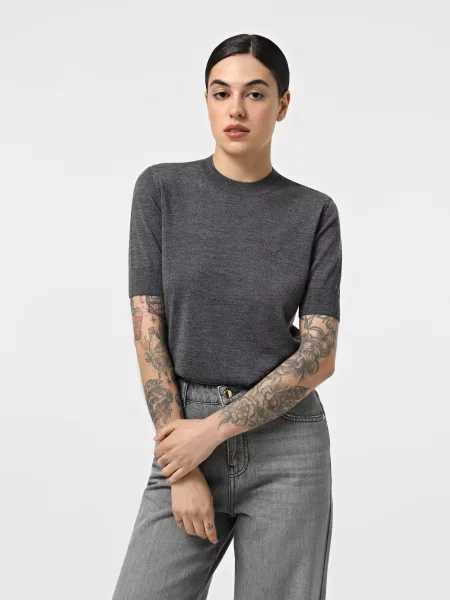 Вовняна Футболка Emporio Armani темно-сірий сіра