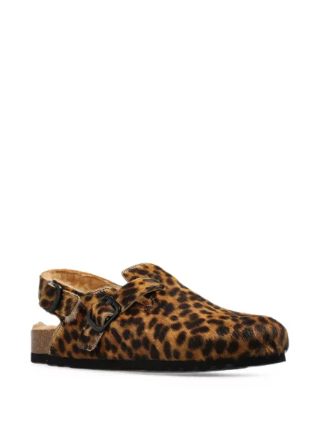 Papuci tip mules Scholl cu imagine cu model leopard maro
